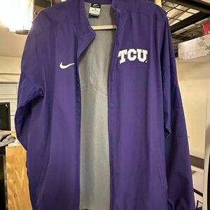 NIKE Jacket Purple TCU Horned Frogs Full Zip Autozone Liberty Bowl Mens